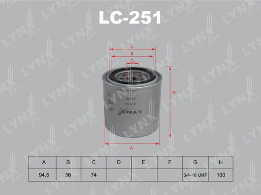 Фильтр масляный LYNXAUTO LC251