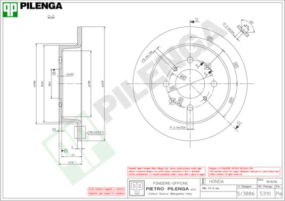 Диск тормозной PILENGA 5310