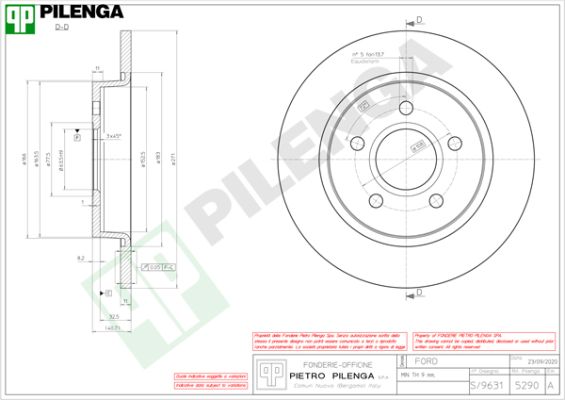 Диск тормозной PILENGA 5290