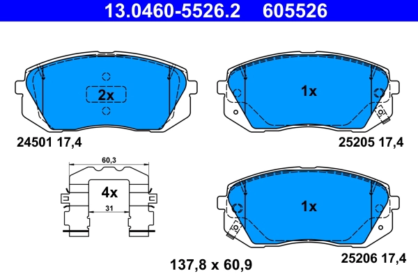 Колодки тормозные дисковые ATE 13.0460-5526.2