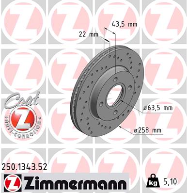 Диск тормозной ZIMMERMANN 250.1343.52