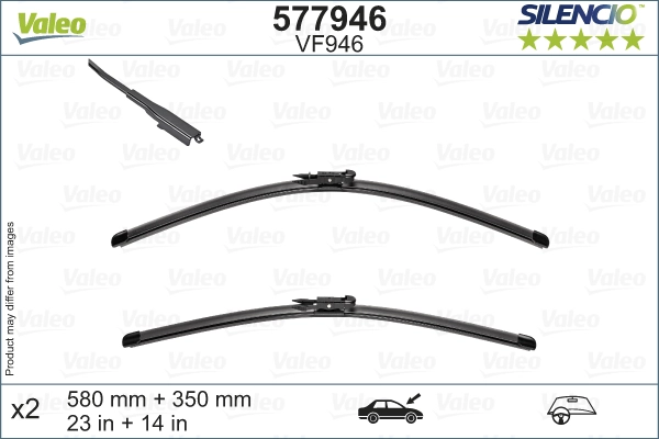 Silencio flat blade комплект щеток стеклоочистителя бескаркасных 580x350 VALEO 577946