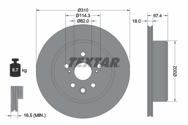 Диск тормозной с покрытием pro 310x18 TEXTAR 92302603