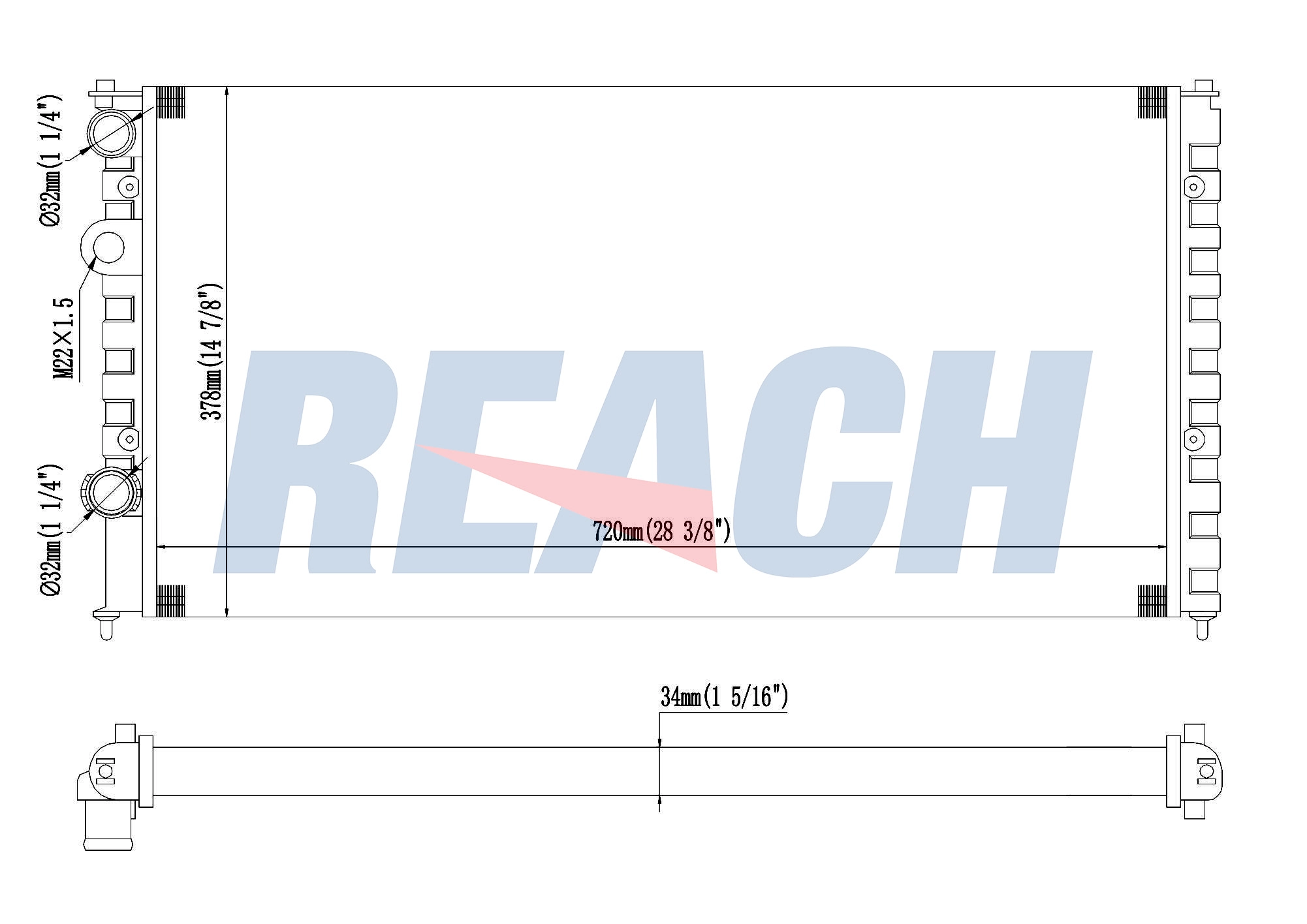 Радиатор системы охлаждения REACH 1.41.2097.534