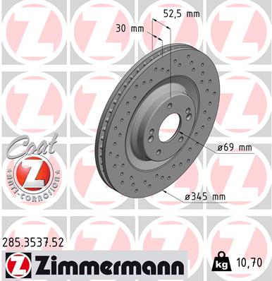 Диск тормозной ZIMMERMANN 285.3537.52