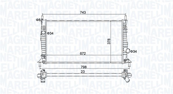 Bm1574 радиатор охлаждения двигателя ford focus 1.4-2.0 04- мкпп MAGNETI MARELLI 350213157400