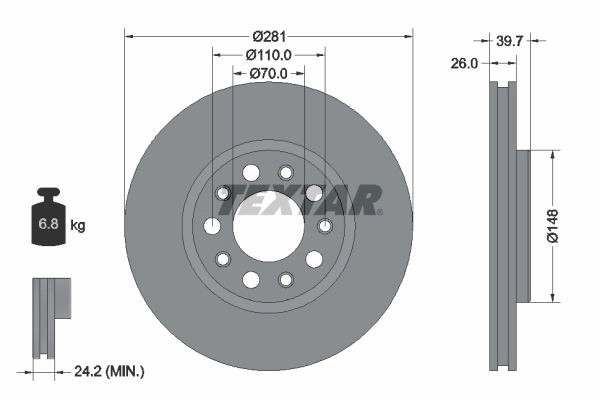 Тормозной диск pro TEXTAR 92230103
