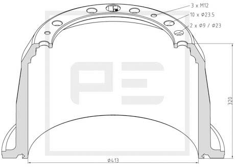 Тормозной барабан PE AUTOMOTIVE 126.092-00A