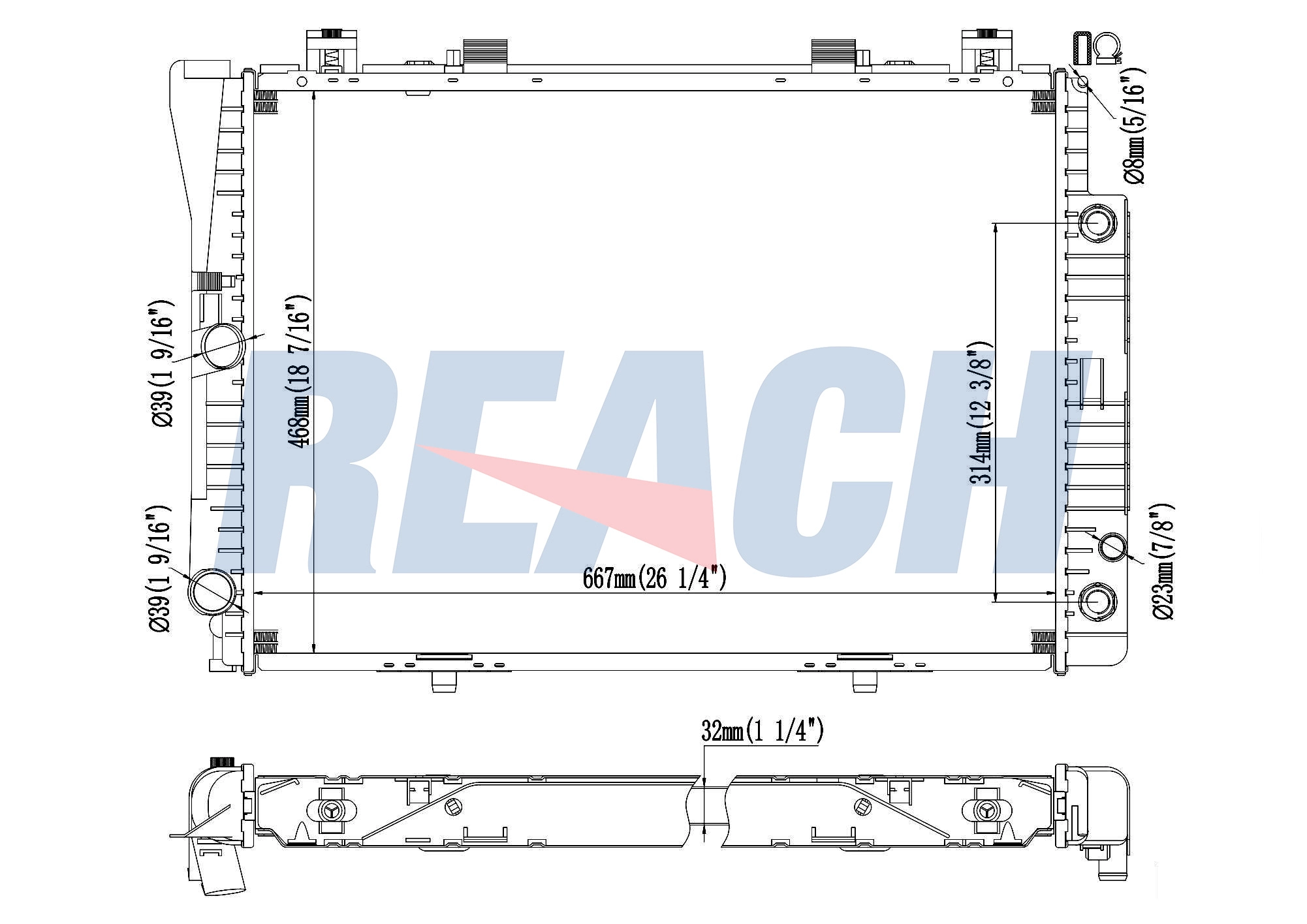 Радиатор охлаждение двигателя REACH 1.41.1847.132