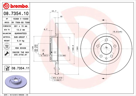 Тормозной диск coated disc line AP 15368 V