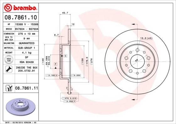 Тормозной диск coated disc line AP 15388 V