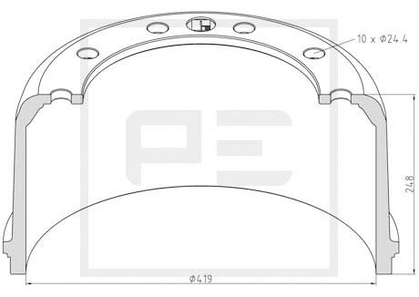 Тормозной барабан PE AUTOMOTIVE 266.538-00A
