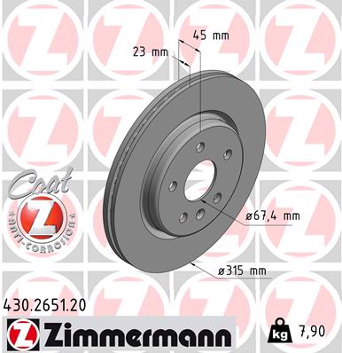 Тормозной диск coat z ZIMMERMANN 430.2651.20