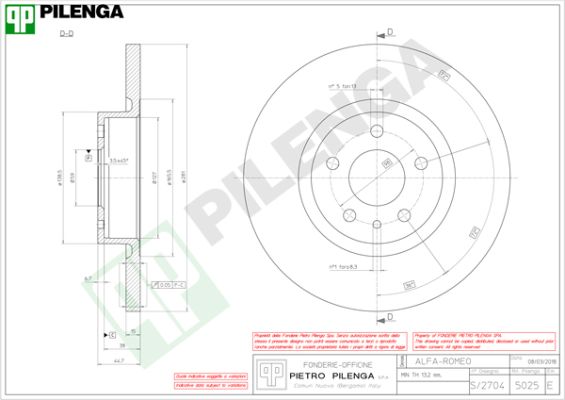 Тормозной диск PILENGA 5025