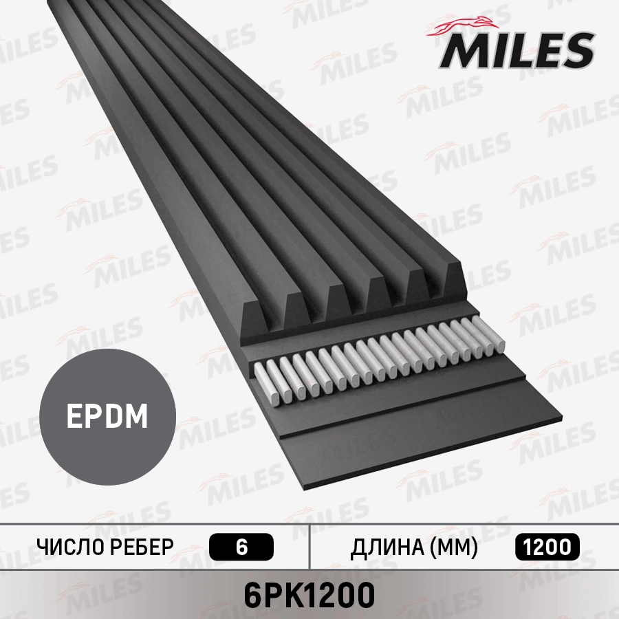 Поликлиновой ремень MILES 6PK1200