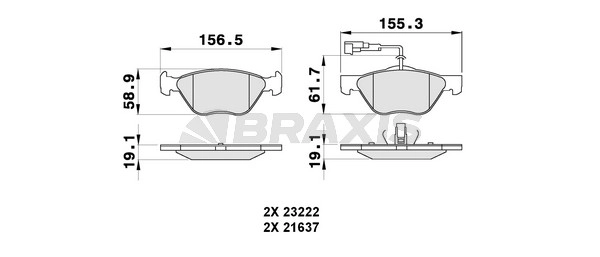 Комплект тормозных колодок дисковый тормоз BRAXIS AB0285