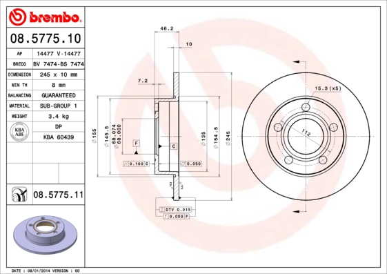 Тормозной диск BRECO BS 7474