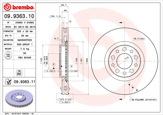 Тормозной диск coated disc line BRECO BV 8614