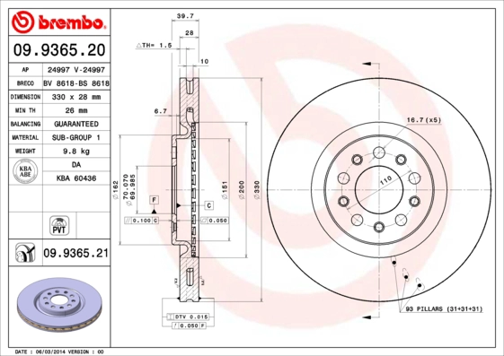 Тормозной диск coated disc line BRECO BV 8618