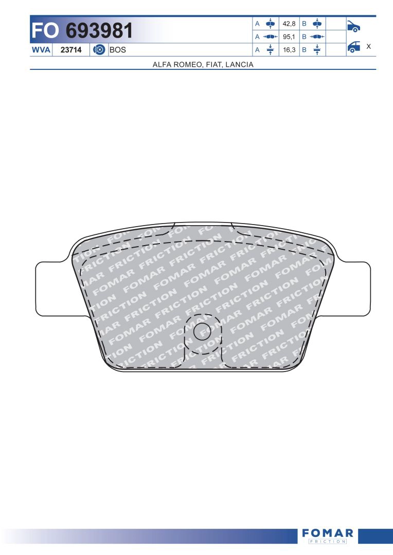 Комплект тормозных колодок дисковый тормоз FOMAR FRICTION FO 693981