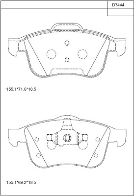Комплект тормозных колодок дисковый тормоз ASIMCO KD7444
