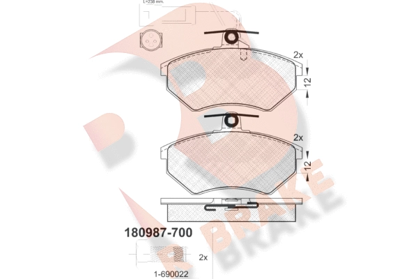 Комплект тормозных колодок дисковый тормоз R BRAKE RB0987-700