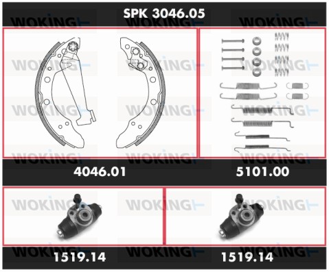 Комплект тормозов барабанный тормозной механизм super precision kit WOKING SPK 3046.05