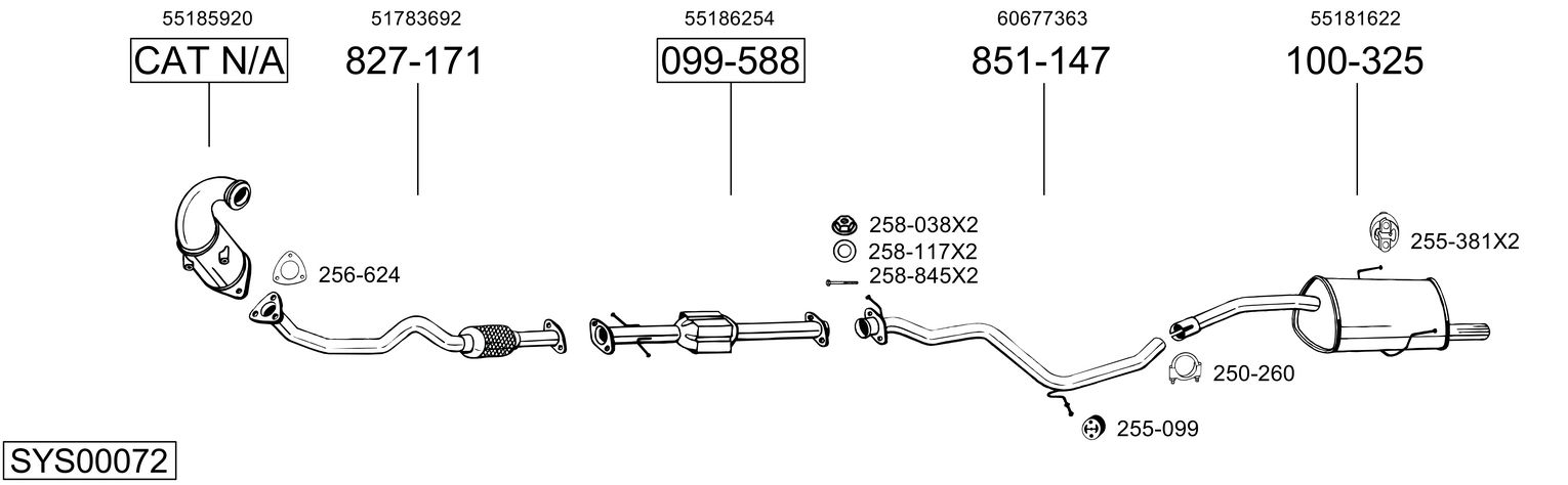 Система выпуска ог BOSAL SYS00072