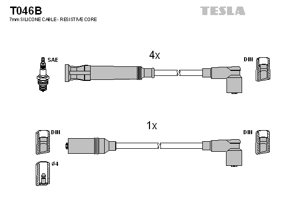 Комплект проводов зажигания alternative TESLA T046B