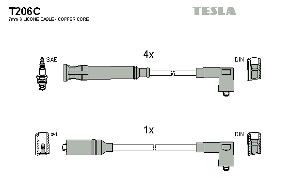 Комплект проводов зажигания original TESLA T206C