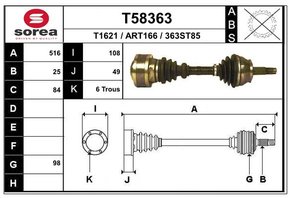 Приводной вал EAI T58363