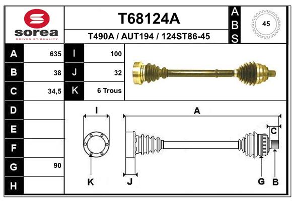 Приводной вал EAI T68124A