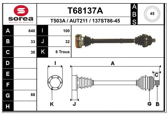 Приводной вал EAI T68137A