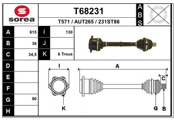 Приводной вал EAI T68231
