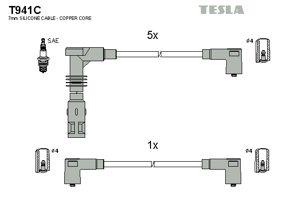 Комплект проводов зажигания original TESLA T941C