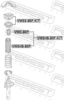 Пылезащитный комплект амортизатор FEBEST VWSHB-B8F-KIT