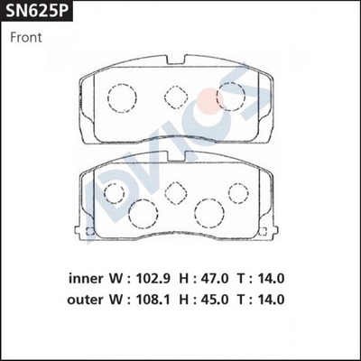 Комплект тормозных колодок дисковый тормоз ADVICS SN625P