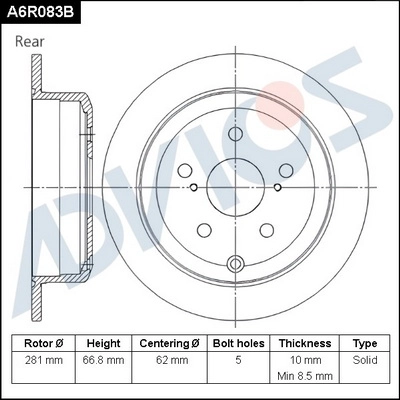 Тормозной диск ADVICS A6R083B