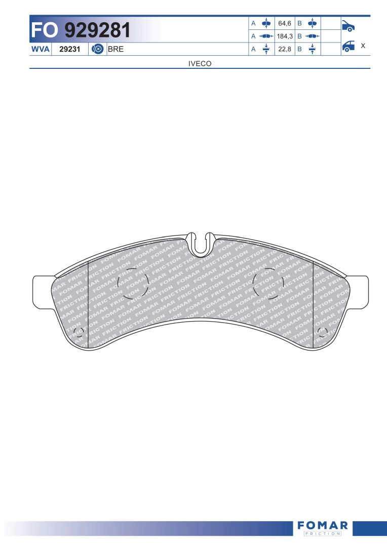 Комплект тормозных колодок дисковый тормоз FOMAR FRICTION FO 929281