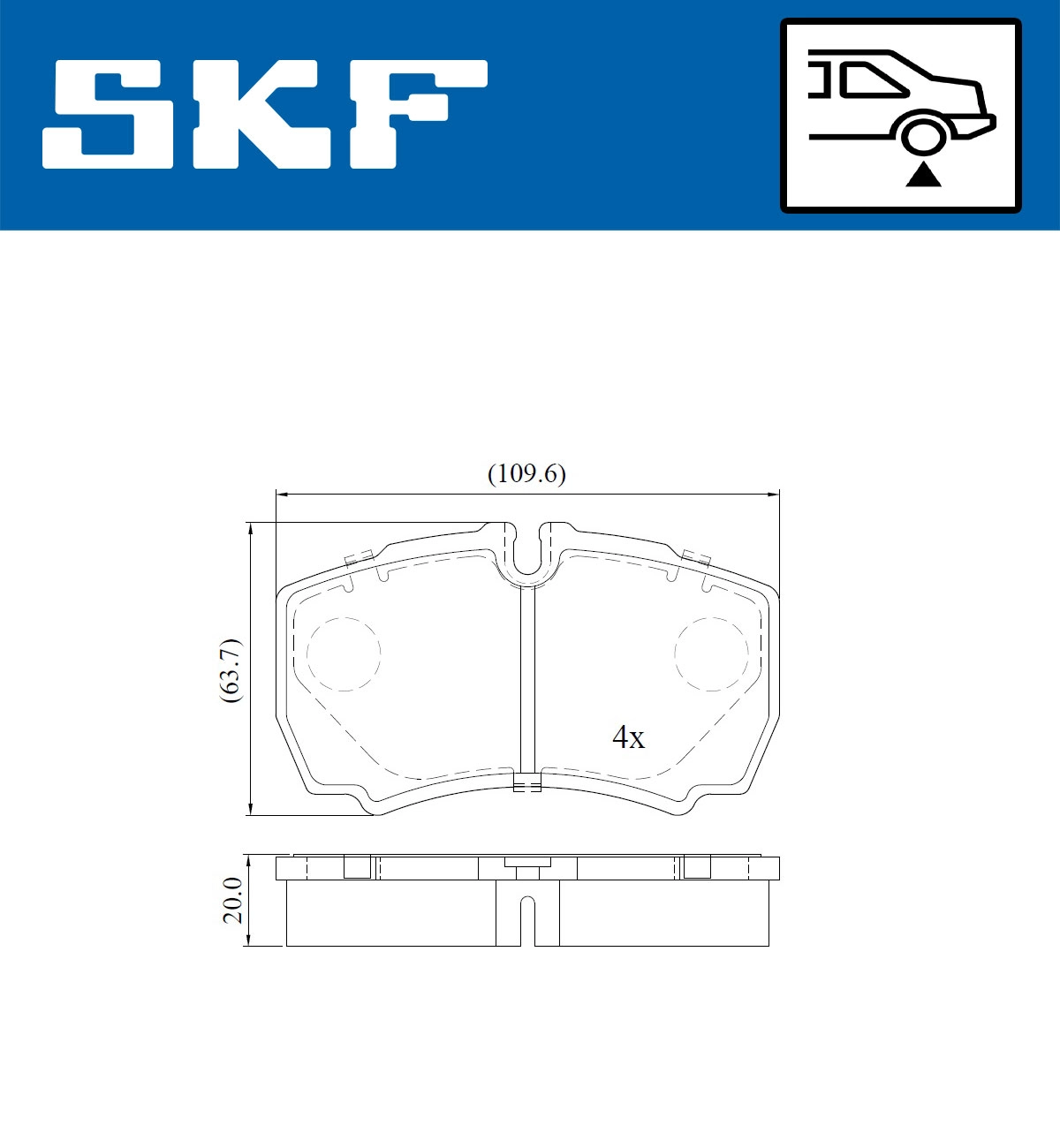 Комплект тормозных колодок дисковый тормоз SKF VKBP 90200