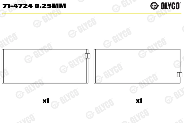 Шатунный подшипник GLYCO 71-4724 0.25MM