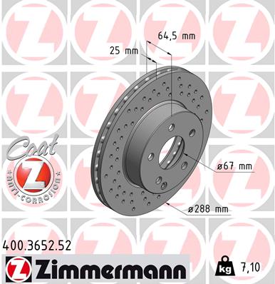 Тормозной диск sport brake disc z ZIMMERMANN 400.3652.52