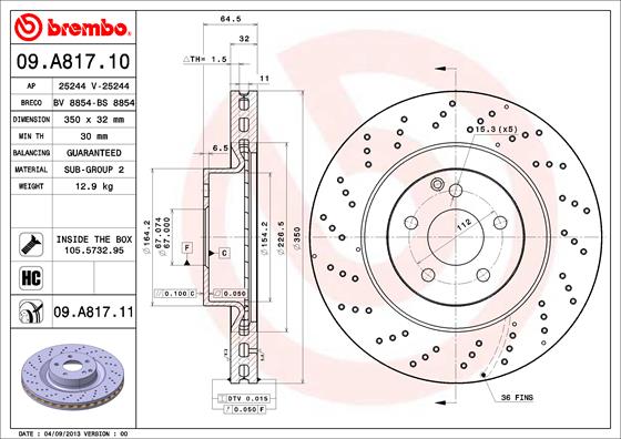 Тормозной диск prime line BREMBO 09.A817.10