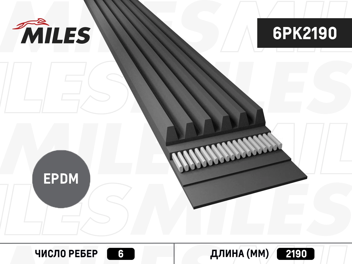 Поликлиновой ремень MILES 6PK2190