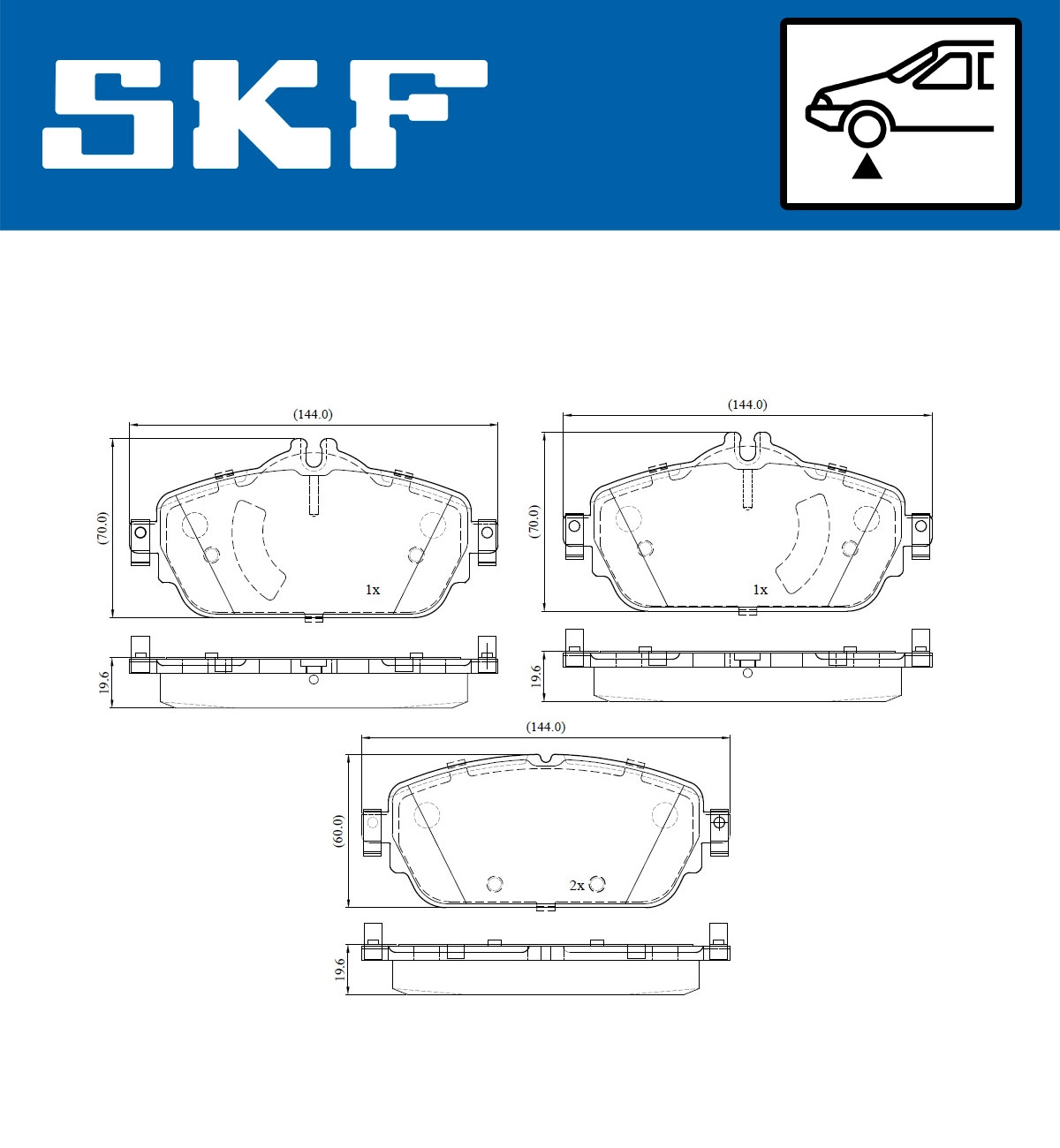 Комплект тормозных колодок дисковый тормоз SKF VKBP 80196