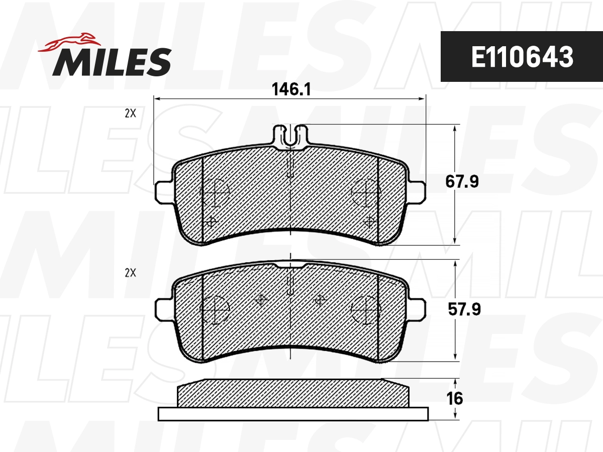 Комплект тормозных колодок дисковый тормоз MILES E110643