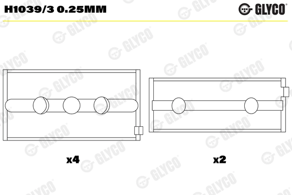 Подшипник коленвала GLYCO H1039/3 0.25mm