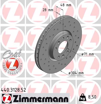 Тормозной диск sport brake disc z ZIMMERMANN 440.3128.52