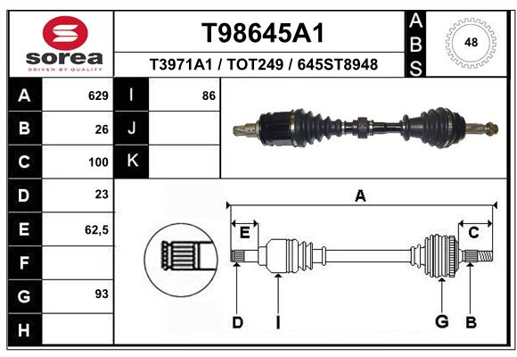 Приводной вал EAI T98645A1