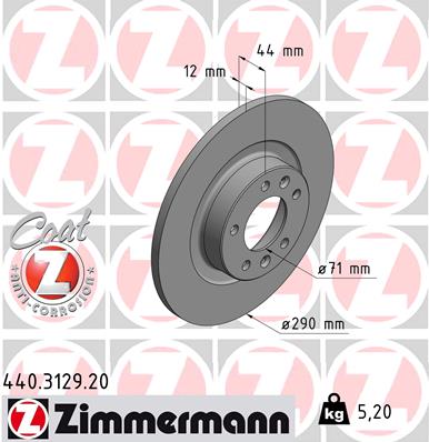 Тормозной диск coat z ZIMMERMANN 440.3129.20